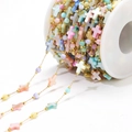 Colorful macaron cross bead chain on spool for DIY jewelry necklace making - 8mm Cross Colorful Shell 0.8 Gold Chain With 4mm Beads