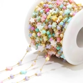DIY gold chain with colorful star beads on a spool for making jewelry accessories - 1mm Gold Chain With 4mm Beads And 7mm Star Shell Multicolor