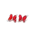 Vibrant red butterfly pendant connector in silver-tone setting for DIY jewelry - Red Steel Color Style (10x12.5mm)