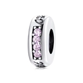 Charm séparateur en argent S925 avec oxydes de zirconium roses pour bracelets - Argent sterling 925 / Style Pavé de Strass (PA0026)