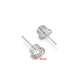 Clous d'oreilles 6mm en acier inoxydable argenté avec zircon et boucle de suspension - Acier 6mm Vertical