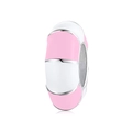 Sterling silver donut charm with pink and white enamel pattern for DIY jewelry - Pink Striped (PA0110)