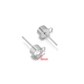 Support de boucle d'oreille 6mm en acier argenté avec zircon transparent DIY - Acier 6mm Horizontal