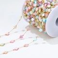 Star-shaped macaron beads on a golden stainless steel chain for DIY jewelry - 1mm Gold Chain with 7mm Flower Shell (Mixed Color)