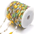 Colorful diamond glass crystal bead chain on white spool for DIY jewelry making - Multicolor