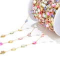 Multicolor star beads with gold chain on spool for DIY jewelry making and crafting - 1mm Gold Chain with 7mm Star Shell (Multi-Color)