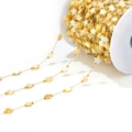 Golden beaded chain with mother of pearl star charms for DIY jewelry making - 1mm Gold Chain with 6mm Star Shell (Light Yellow)