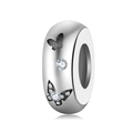 S925 sterling silver butterfly charm with sparkling zircon for DIY charm bracelets - Butterfly Style (PA0147)