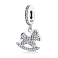 S925 sterling silver rocking horse charm with sparkling cubic zirconia pavé setting - Pave Zirconia Rocking Horse Style (PD0143)