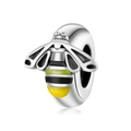 Charm abeille en argent sterling S925 avec émail coloré et ailes évidées - Style Abeille Émaillée Jaune Et Noir (PA0052)