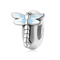 Charme de libellule en argent S925 avec émail bleu pour la création de bijoux DIY - Style Libellule Émaillée Bleu Clair (PA0107)