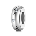 S925 sterling silver lightning bolt charm bead with sparkling cubic zirconia inlay - Lightning Style (PA0146)