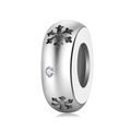 S925 sterling silver bead charm featuring black snowflake patterns and white zircon - Snowflake Style (PA0145)