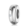 S925 sterling silver bead charm with engraved bone pattern and zircon for DIY bracelets - Bone Style (PA0144)