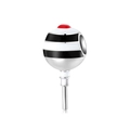 S925 sterling silver pacifier charm with black and white enamel stripes and red dot accent - Black White Red Striped Ball Style (PC0526)
