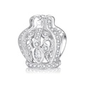S925 sterling silver crown charm bead with sparkling cubic zirconia for DIY bracelets - Clear Zircon Crown Style (PC0175)