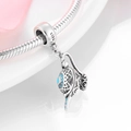 S925 sterling silver hollow Aladdin lamp bead charm with blue enamel details - Blue Enamel Aladdin Lamp Style (PD0093)