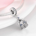 S925 sterling silver crown charm with blue and white stones on a snake chain bracelet - Blue and White Zircon Crown Style (PD0109)