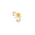 Golden adjustable DIY ring base with 6mm bezel setting and 19mm inner diameter - Small Round Plate Style / Gold
