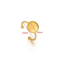 Adjustable golden stainless steel ring base with 10mm round blank bezel for jewelry DIY - Large Round Plate Style / Gold