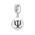 S925 sterling silver dangle charm featuring the Psychology Psi symbol and Psicologia text - Psychology Style (PD0059)