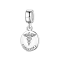 S925 sterling silver bead charm featuring a Caduceus symbol and Contadora engraving - Accounting Style (PD0208)