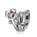 S925 Sterlingsilber Blumenkranz Perle mit rosa Zirkonia für DIY Armbänder Schmuck - Blumenkranz Stil (PC0935)