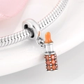 S925 silver baby bottle charm with orange cubic zirconia on snake chain bracelet - Baby Bottle Dangle (PD0103)