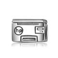 S925 Sterling Silber Drucker Charms-Perle mit HP-Logo und polierter Oberfläche - Drucker Stil (PC0936)