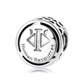 Abalorio S925 plata de ley Human Resources con detalles de corazones y grabado preciso - Estilo RRHH (PC0256)