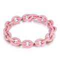 Morandi pink matte resin chain necklace with smooth oval link texture on white background - Pink