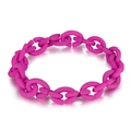 Minimalist matte rose red resin chain bracelet with interlocking circular links on white - Deep Pink