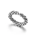 Oxidized 925 sterling silver open ring featuring a retro stacked bead texture design - 925 Sterling Silver / Vintage Buckle (XX0031)