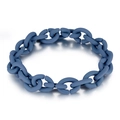Minimalist matte fog blue silicone chain bracelet with interconnected oval links on white back - Aqua
