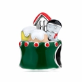 S925 sterling silver Christmas charm with snowman and snow mountain enamel details - Winter Cabin Style (PC0723)