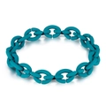 Peacock blue matte silicone chain bracelet featuring minimalist interlocking oval links - Lake Blue
