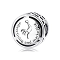 Abalorio de plata S925 con gallo grabado Advertising and Marketing y corazones - Estilo Publicidad y Marketing (PC0260)