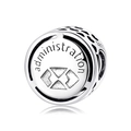 Abalorio de plata S925 con grabado de administration y diseño de corazones calados - Estilo Administración (PC0261)
