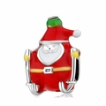 S925 sterling silver skiing Santa Claus charm with colorful enamel details - Skiing Santa Claus Style (PC0730)