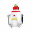 S925 sterling silver Christmas snowman charm with red hat and yellow bow detail - Skiing Snowman Style (PC0731)