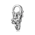 S925 sterling silver bear charm with heart and lobster clasp for DIY jewelry making - 925 Sterling Silver / Silver (L0010)
