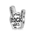 S925 Sterling Silber Rock-Geste Charm-Anhänger mit Rock Hard Gravur für DIY Armbänder - Rock Handgeste Stil (PC0838) / 925 Sterlingsilber