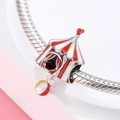 S925 sterling silver circus tent charm with colorful enamel on a silver snake chain - Circus Tent Style (PC0767)
