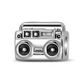Abalorio de radio retro en plata S925 para collares y pulseras estilo rock - Plata 925 / Estilo de Radio Retro (PC0835)