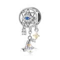 Abalorio atrapasueños ojo turco con sombrero de mago en plata 925 para pulseras - Estilo de Sombrero de Mago Ojo Turco (PC1246)