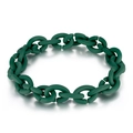 Deep green matte chain link bracelet with oversized oval rings in a Morandi style - Sea Green
