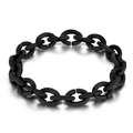 Minimalist matte black chain bracelet with thick interlocking industrial links - Black
