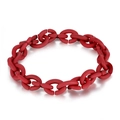 Minimalist matte deep red rubber-finish chain bracelet with bold linked oval loops - Red