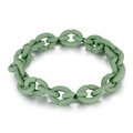 Modern sage green matte rubber link bracelet with thick oval rings and minimal design - Light Green