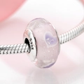 Pink heart glass charm with S925 silver core for DIY women's charm bracelets - Purple Heart (PH0015-2)